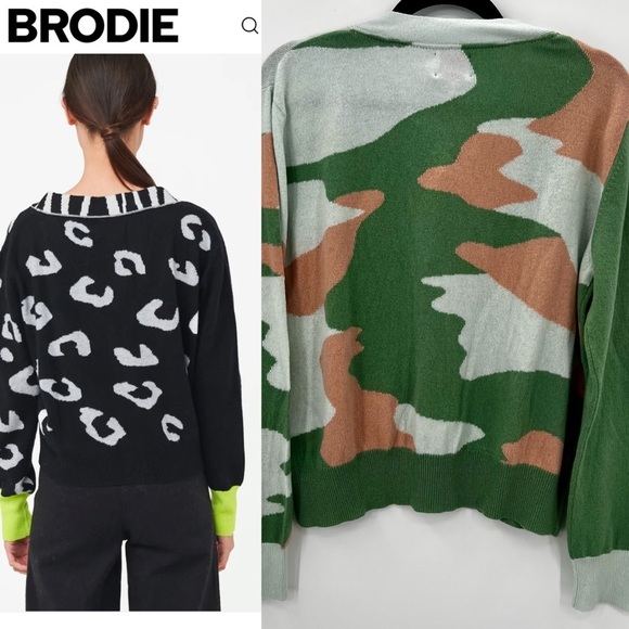 NWT Brodie Cashmere Wild Casi 2.0 Pastel Green Cardigan 100% Cashmere Animal M - Picture 2 of 11